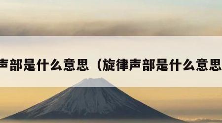 声部是什么意思（旋律声部是什么意思）