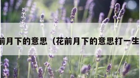 花前月下的意思（花前月下的意思打一生肖）