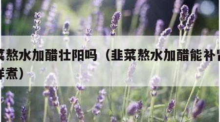 韭菜熬水加醋壮阳吗（韭菜熬水加醋能补肾吗怎样煮）