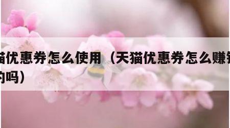 天猫优惠券怎么使用（天猫优惠券怎么赚钱是真的吗）