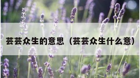 芸芸众生的意思（芸芸众生什么意）