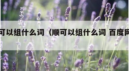 顺可以组什么词（顺可以组什么词 百度网盘）