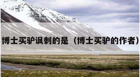 博士买驴讽刺的是（博士买驴的作者）