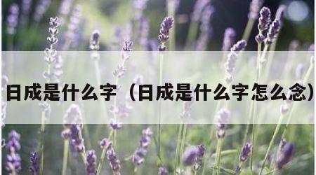 日成是什么字（日成是什么字怎么念）