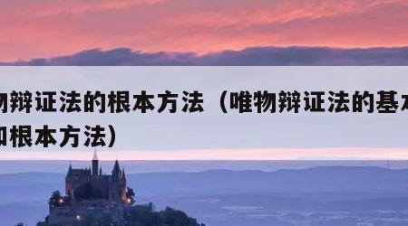 唯物辩证法的根本方法（唯物辩证法的基本规律和根本方法）