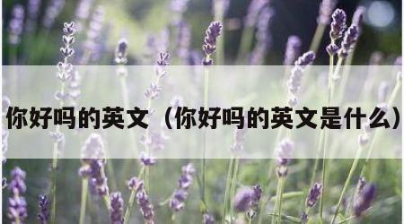 你好吗的英文（你好吗的英文是什么）