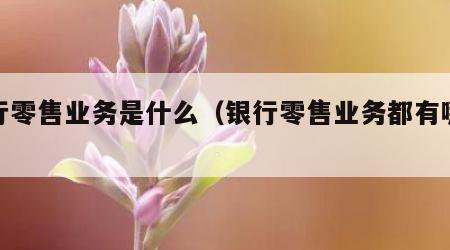 银行零售业务是什么（银行零售业务都有哪些）
