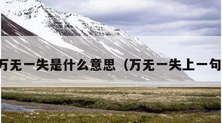 万无一失是什么意思（万无一失上一句）