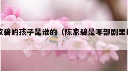 陈家碧的孩子是谁的（陈家碧是哪部剧里的角色）
