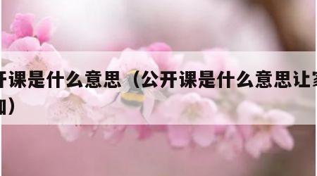 公开课是什么意思（公开课是什么意思让家长参加）