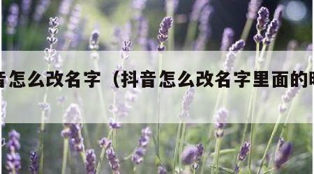抖音怎么改名字（抖音怎么改名字里面的昵称）