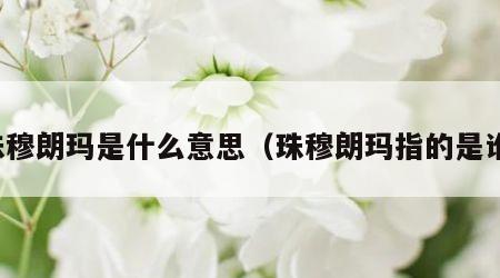 珠穆朗玛是什么意思（珠穆朗玛指的是谁）