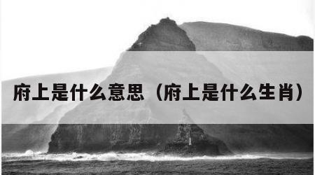府上是什么意思（府上是什么生肖）