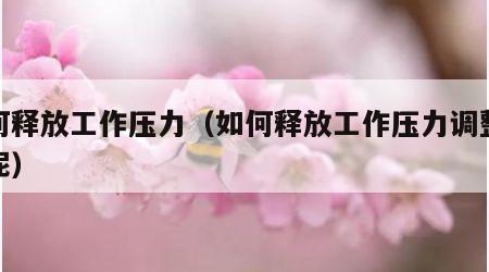 如何释放工作压力（如何释放工作压力调整心态呢）