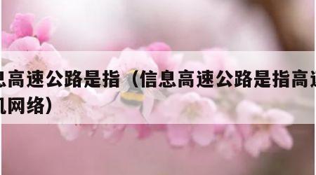 信息高速公路是指（信息高速公路是指高速计算机网络）