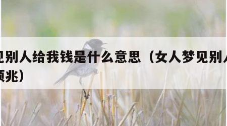 梦见别人给我钱是什么意思（女人梦见别人给钱预兆）