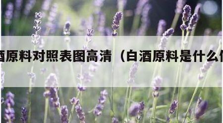 白酒原料对照表图高清（白酒原料是什么做的）