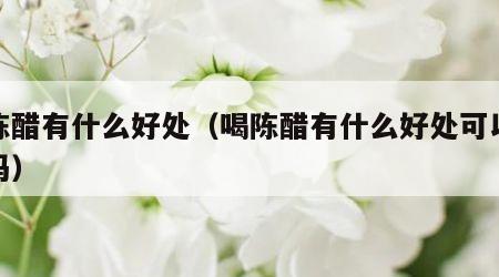 喝陈醋有什么好处（喝陈醋有什么好处可以减肥吗）