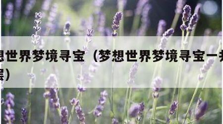 梦想世界梦境寻宝（梦想世界梦境寻宝一共多少层）
