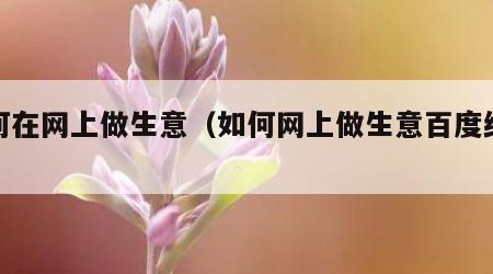 如何在网上做生意（如何网上做生意百度经验）