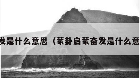 奋发是什么意思（蒙卦启蒙奋发是什么意思）