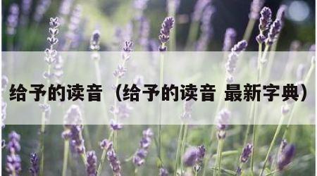 给予的读音（给予的读音 最新字典）