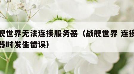 战舰世界无法连接服务器（战舰世界 连接服务器时发生错误）