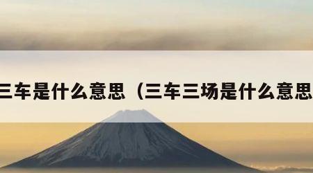 三车是什么意思（三车三场是什么意思）
