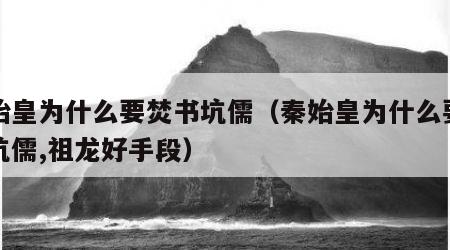 秦始皇为什么要焚书坑儒（秦始皇为什么要焚书坑儒,祖龙好手段）