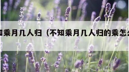 不知乘月几人归（不知乘月几人归的乘怎么读）