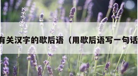 有关汉字的歇后语（用歇后语写一句话）