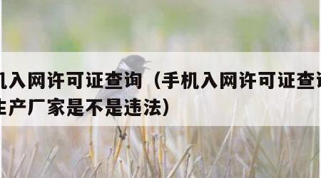 手机入网许可证查询（手机入网许可证查询不到生产厂家是不是违法）