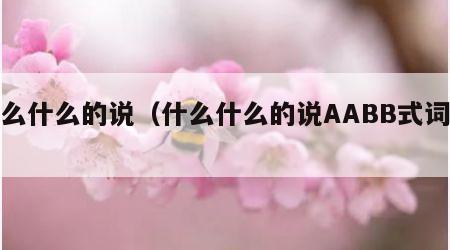 什么什么的说（什么什么的说AABB式词语）