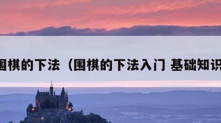 围棋的下法（围棋的下法入门 基础知识）
