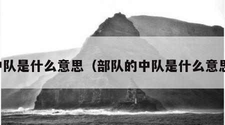 中队是什么意思（部队的中队是什么意思）