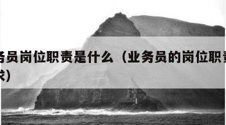 业务员岗位职责是什么（业务员的岗位职责和要求）