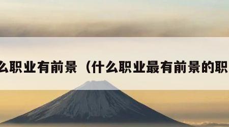 什么职业有前景（什么职业最有前景的职业）
