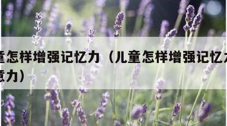儿童怎样增强记忆力（儿童怎样增强记忆力和注意力）