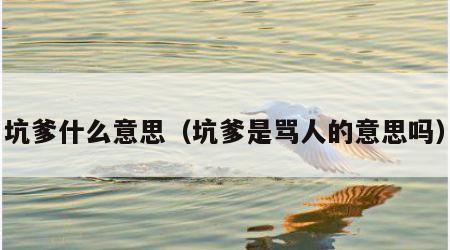 坑爹什么意思（坑爹是骂人的意思吗）