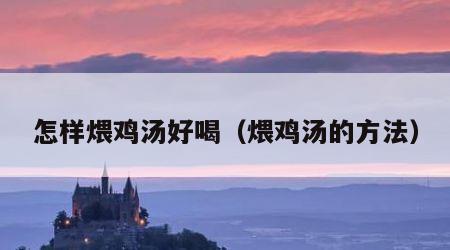 怎样煨鸡汤好喝（煨鸡汤的方法）