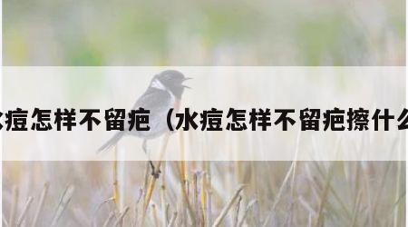 水痘怎样不留疤（水痘怎样不留疤擦什么）