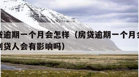 房贷逾期一个月会怎样（房贷逾期一个月会怎样副贷人会有影响吗）