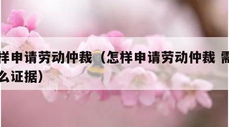 怎样申请劳动仲裁（怎样申请劳动仲裁 需要什么证据）
