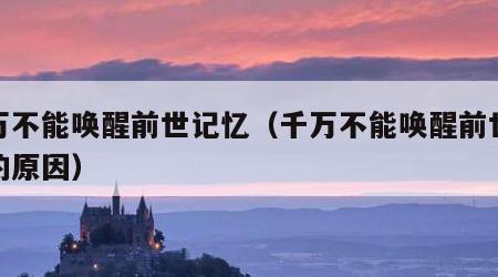 千万不能唤醒前世记忆（千万不能唤醒前世记忆的原因）
