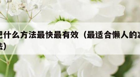 减肥什么方法最快最有效（最适合懒人的减肥方法）