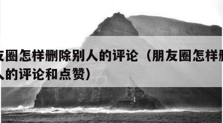 朋友圈怎样删除别人的评论（朋友圈怎样删除别人的评论和点赞）