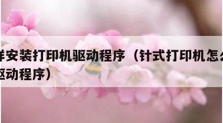 怎样安装打印机驱动程序（针式打印机怎么安装驱动程序）