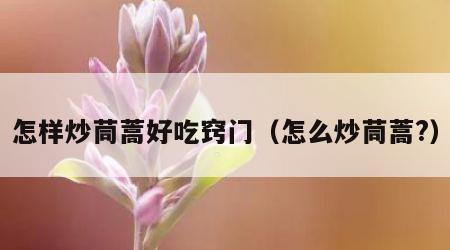 怎样炒茼蒿好吃窍门（怎么炒茼蒿?）