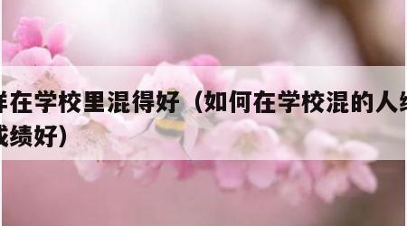 怎样在学校里混得好（如何在学校混的人缘好和成绩好）