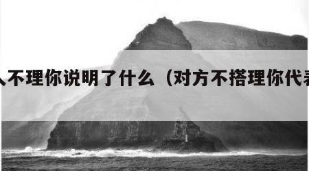 别人不理你说明了什么（对方不搭理你代表什么）